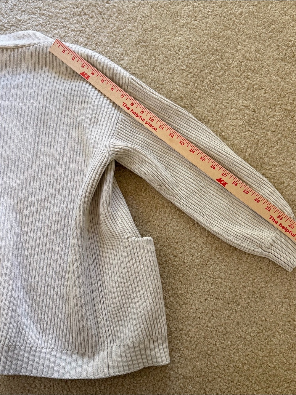 Quince 100% Cotton Open-Front Ribbed Cardigan in Cream Size M - Picture 9 of 11